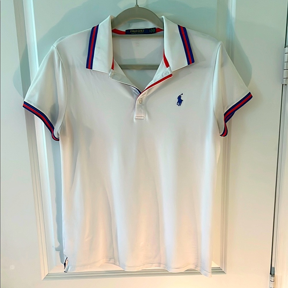 Polo Ralph Lauren White Polo Shirt with Blue and Red Accents